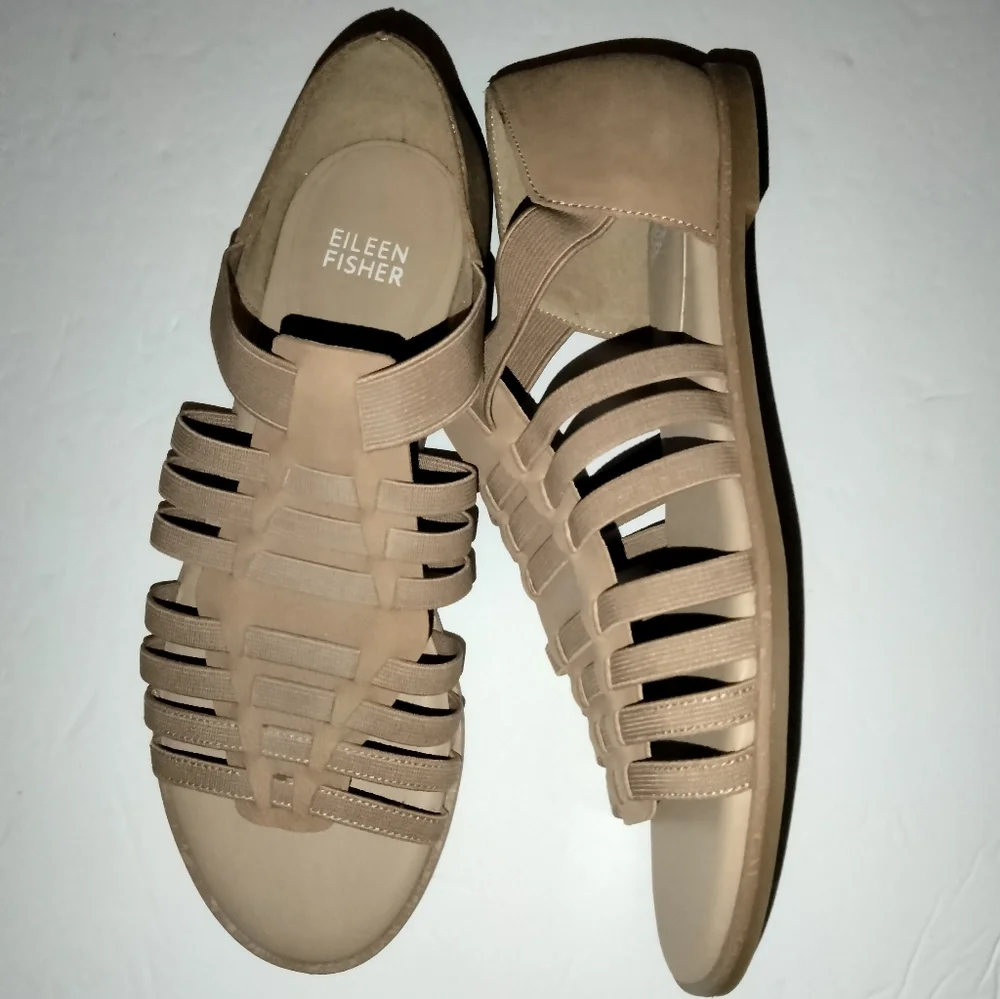 Eileen Fisher (Size 6) Nude Rato Strappy  Comfort Slipon Casual Open Toe Sandals